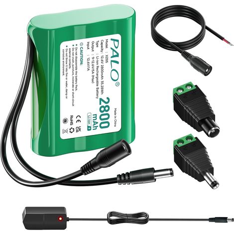 12.6V DC Batterie Rechargeable 2800mAh Lithium pour 12V, Batterie pour Bande LED, caméscope, caméra CCTV, DVD Portables, lecteurs MP3, lumières de pêche, Bricolage (1/5)