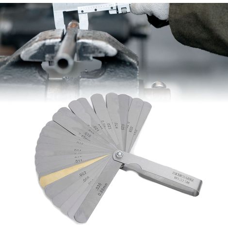 Jauge d'épaisseur 32 lames en acier inoxydable, outil de mesure de jeu 0.04‑0.88mm (0.0015‑0.035 pouces) (1/5)