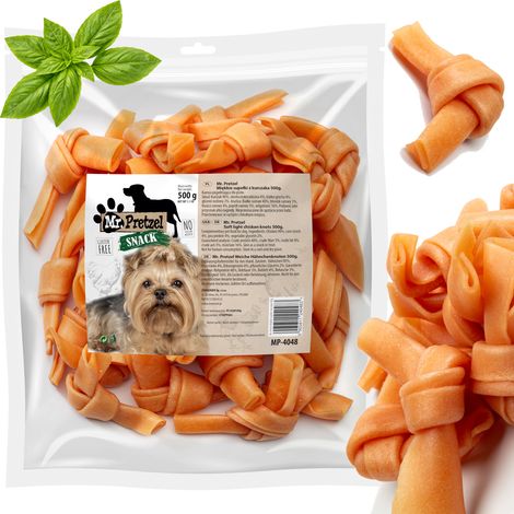 Premios para perros Nudos de pollo blandos (90%) Mr. Pretzel 500 g