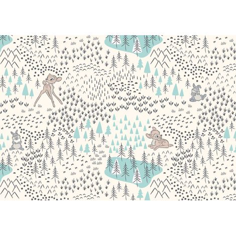 papier peint panoramique Bambi Woodland couleur sable et bleu - Disney (1/3)