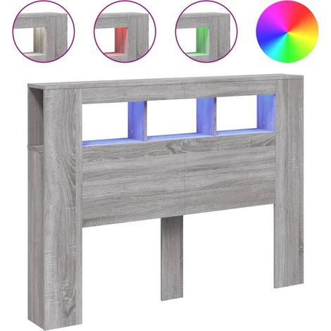 Maison Exclusive - Cabecero LED madera ingeniería gris Sonoma 140