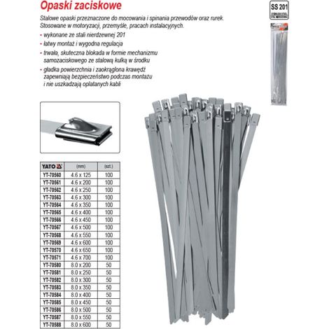 Edelstahlklemmen 4,6 x 350 mm, 100 Stück, YT-70564, Yato