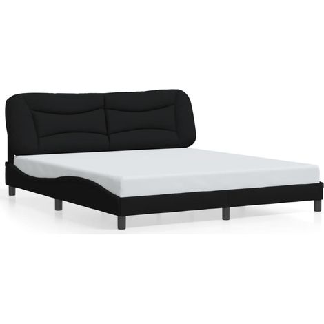 Lit double,Lit adulte,Cadre de lit sans matelas Hvar noir 180x200 cm tissu CFW7501369 (1/5)
