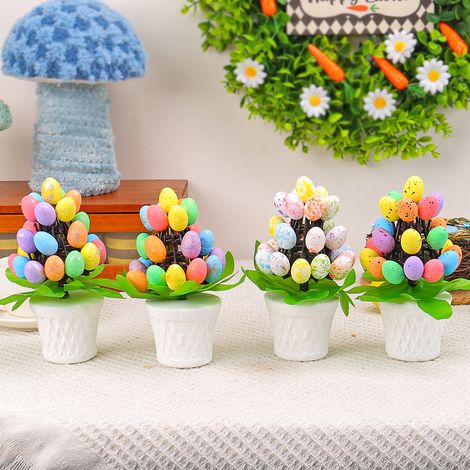 4 pezzi Vasi per fiori a forma di uovo di Pasqua - Vasi a forma di uovo di Pasqua maculati per esterni e interni - Decorazione pasquale per tavolo e giardino - Vasi decorativi per (1/2)
