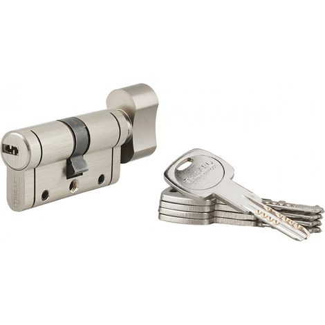 Cilindro europeo Trafic 12 con pomolo 30 x 30 mm, nichelato, anti-perforazione, anti-rottura, 5 chiavi – THIRARD (1/5)