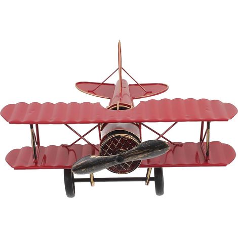 Modèle Avion Vintage Métal Forgé Décoration Rétro Double Ailes Ornement (1/5)