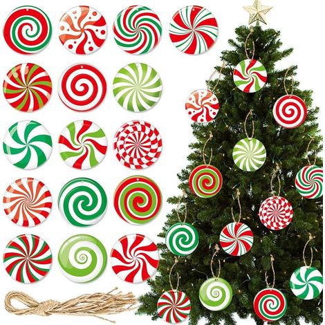 16-teiliges Hängeornament für den Weihnachtsbaum, Weihnachtsdekoration, lustige Mini-Weihnachtskugeln zum Aufhängen, Papierkarten für den Weihnachtsbaum, Heimdekoration (1/5)