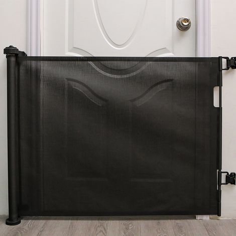 Aqrau Barrière de Sécurité Rétractable Escalier pour Bébés (0 à 180 cm) Barrière Rétractable pour Bébé et Animaux Domestiques (Noir) (1/5)