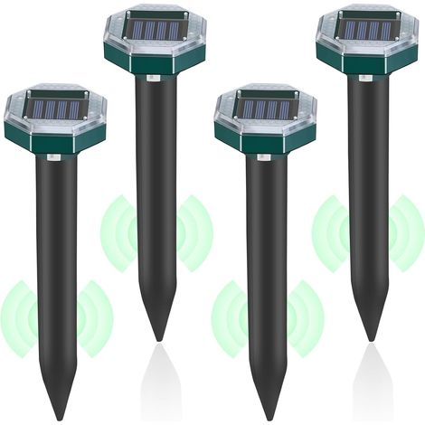 Piquets répulsifs solaires à ultrasons – Lot de 3 – Anti-taupes, serpents, spermophiles, campagnols – Pour jardin, pelouse (1/5)