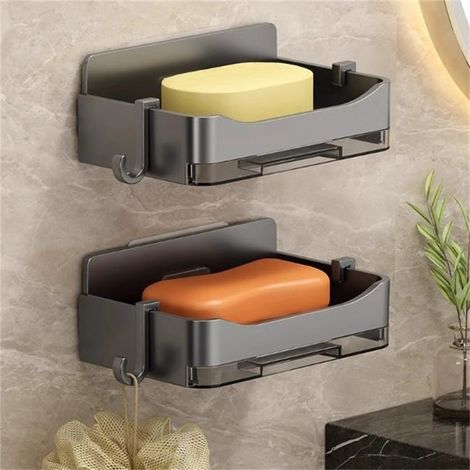 Lot de 2 Porte-Savons Muraux pour Salle de Bain avec Drainage, Étagère de Rangement Pratique 13,3×8,3×4,1 cm, Installation Facile (1/5)