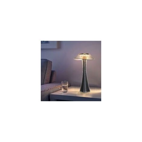 Wiederaufladbare Designer-Tischleuchte, berührungsempfindliche LED-Tischleuchte – Dimmbare Titan-Nachttischleuchte, 3-W-USB-kabellose Schreibtischlampe mit Akku und Lampenschirm für Schlafzimmer, Wohn