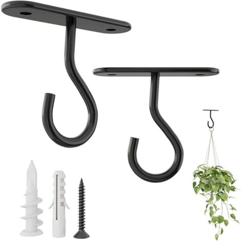 Lot de 2 Crochets de Plafond en Métal Robuste pour Suspension de Plantes – 7,1 cm – Idéal Intérieur, Terrasse, Jardin et Balcon (1/5)