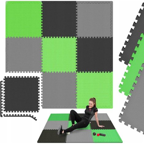 Tappetino puzzle in schiuma EVA per esercizi sotto attrezzi, resistente, impermeabile, 9 pezzi (1/5)