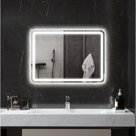Badspiegel mit Beleuchtung 50 x 70 cm LED, Bluetooth, Touch, Memory, beschlagfrei HAVRYA (1/5)
