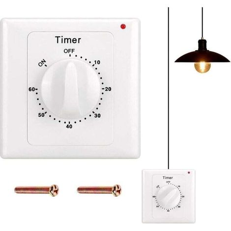 Interrupteur de compte à rebours : minuterie 60 minutes interrupteur d'éclairage avec minuterie. protégé contre l'eau. Creuser des trous pour l'installation pour salle de bain. ventilateur. lumières (1/4)