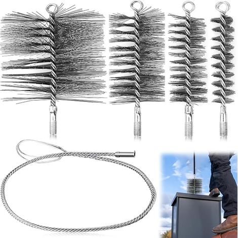Chimney Sweeping Stove Chimney Cleaning Brush Kit 30/50/80/150 mm Hedgehog Chimney Cleaning Stainless Steel with 1 m of Steel Wire for Chimney Cleaning (1/5)