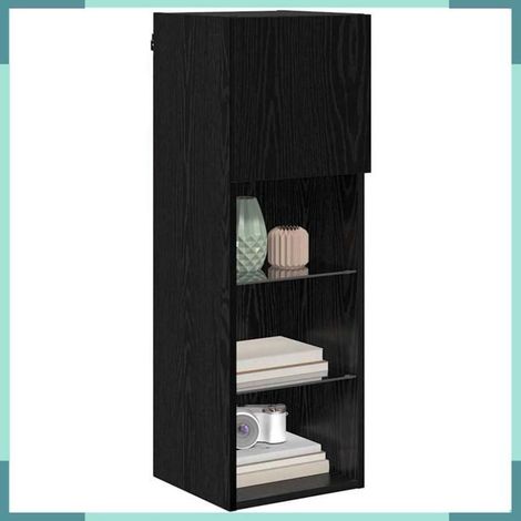 882953 Meubles TV muraux 2 pcs Chêne noir 30,5 x 30 x 90 cm (1/5)