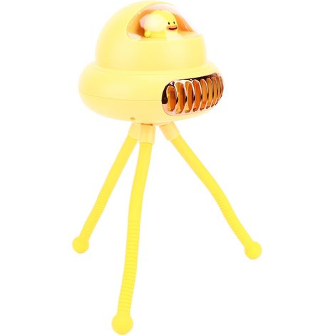 Kreativer, gelber Oktopus-Miniventilator ohne Rotorblätter, tragbar mit eingebautem Akku, leise und multifunktional für Kinderwagen, im Raumkapsel-Stil (1/5)