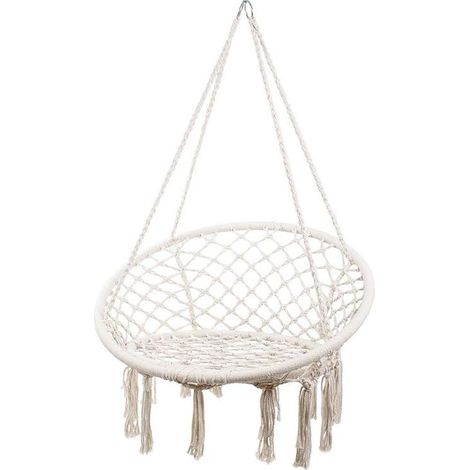 1 Fauteuil Suspendu, Corde Tressée, Acier 2,6 Cm, Écru, Intérieur Extérieur (1/5)