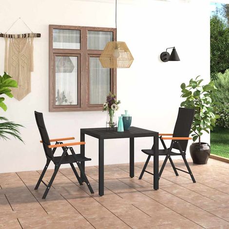 vidaXL Juego de comedor para jardín 3 piezas negro y marrón (1/5)