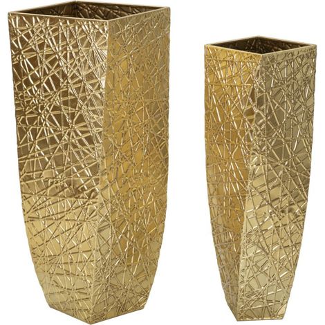 Lot de 2 Vases en Métal "Squer" 90cm Or (1/5)