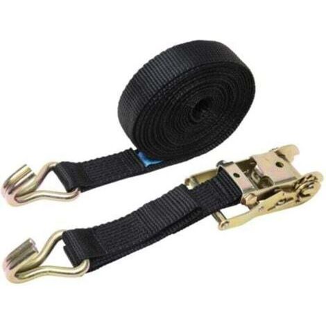 Tendeur de corde de camion tendeur bundler double crochet polyester ceinture de fixation de ceinture de fixation tendeur à cliquet épaissi, 5 cm x 6 mètres (1/4)