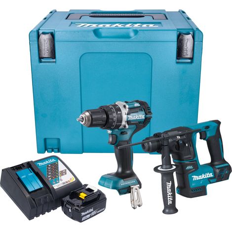 Makita DLX 2278 RF1J kit combinado inalámbrico + taladro de impacto DHP 484 54 Nm + taladro percutor DHR 171 1.2 J + 1x batería recargable 3.0 Ah + cargador + Makpac (1/5)