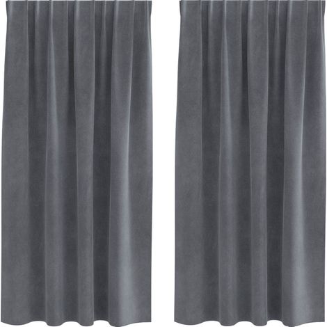 Rideaux occultants 2 pcs Gris clair 140 x 175 cm Velours (1/4)