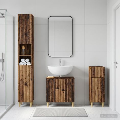 vidaXL 3 Piece Bathroom Cabinet Set ARNHEM Old Wood Engineered Wood (1/5)