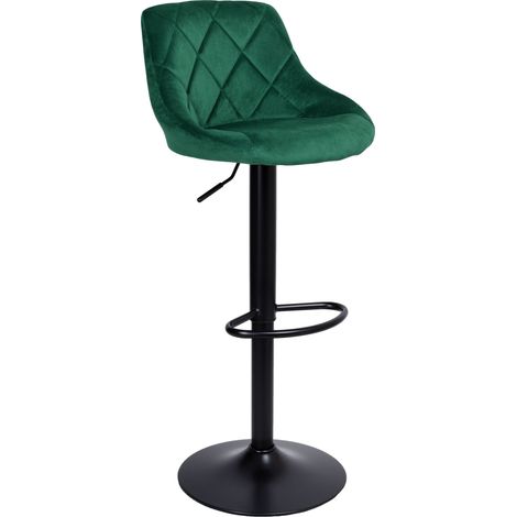 Sgabello da bar Cydro in velluto nero e verde scuro (1/5)