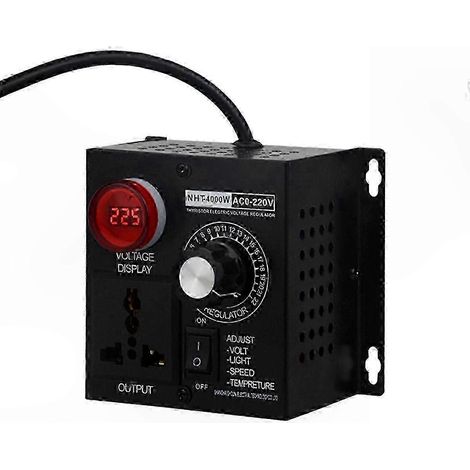 Régulateur de tension variable 4000W, variateur de vitesse réglable compact avec prise UE, contrôleur de puissance ajustable pour moteur et chauffage, dispositif électrique polyvalent (1/5)