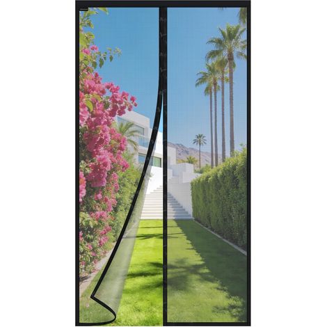 Moustiquaire Magnétique Porte Fenêtre, Balcon(120x220cm, Noir) Rideau Anti Mouche, Maillage Fin et Transparent, Fermeture Automatique, Moustiquaire Aimantée sans Perçage avec Ruban Adhésif (1/5)