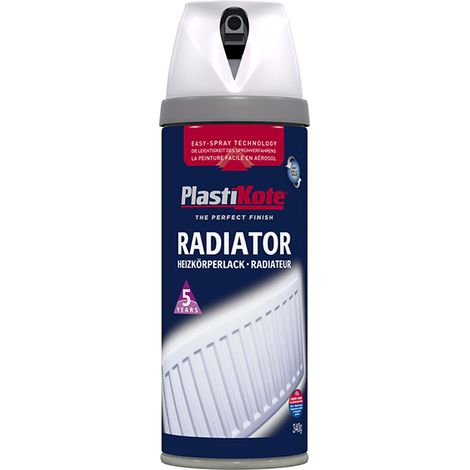 PlastiKote Twist & Spray Radiator Paint Satin White 400ml Heat Resistant to 100°C
