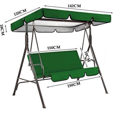 Housse de balancelle de jardin Cozevdnt, verte, 142 x 120 x 18 cm (1/5)