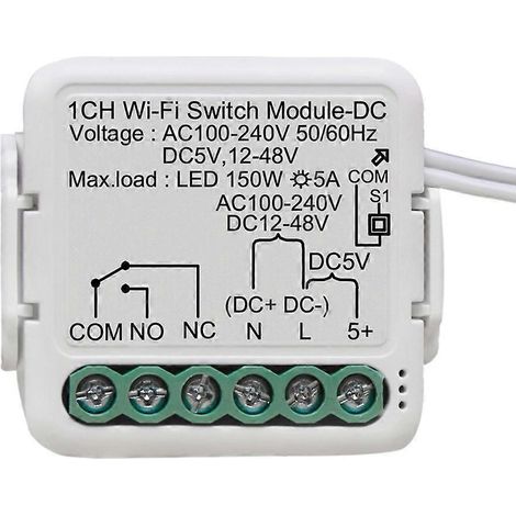 Module de contact sec intelligent Tuya, module de contact sec intelligent Tuya WiFi, compatible avec Alexa, Google Assistant et autres appareils fonctionnant sous DC5V/12-48V ou AC110-240V. (1/5)