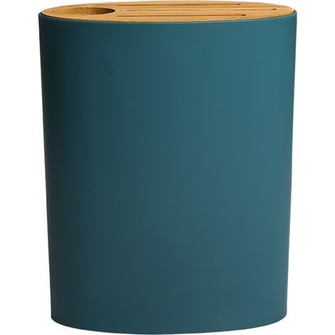 Bloc de couteaux en bambou avec couvercle amovible, rangement de cuisine multifonctionnel pour ustensiles, facile à nettoyer, grand format ovale bleu foncé (1/2)
