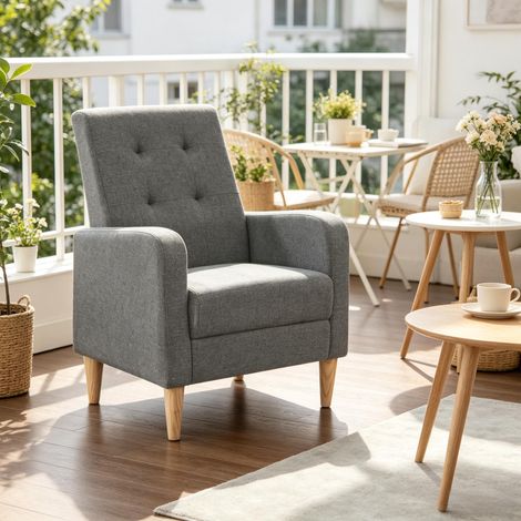 Fauteuil scandinave 1 place, chaise relax moderne, siège de chambre à coucher (lot d'1 seul fauteuil) (1/5)