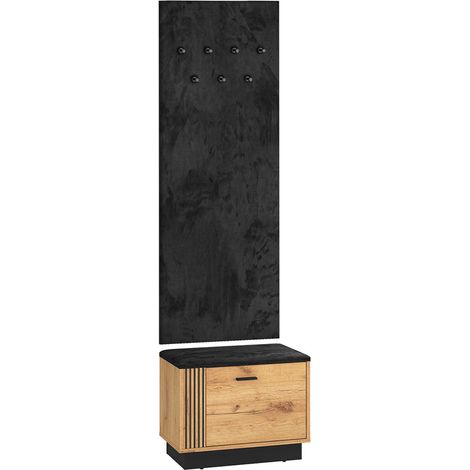 Mueble de entrada con perchero y banco zapatero 1 puerta Nilo Madera (1/4)