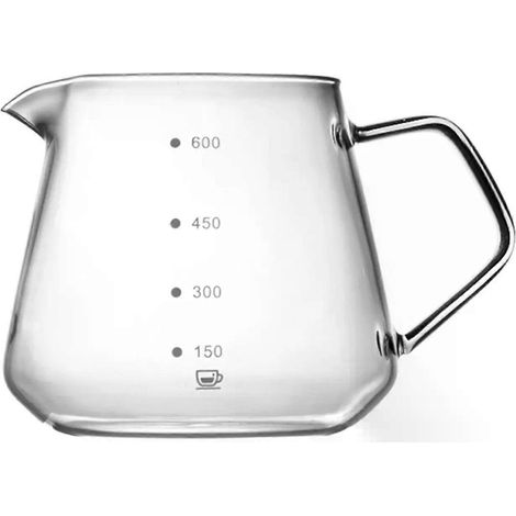 Kleines Glas-Kaffeekanne 450 ml/600 ml, geeignet für Eistee, Wasserfilterkaffee, Filterkaffeemaschine, Haushalt, Büro, Picknick, Küche (1/4)