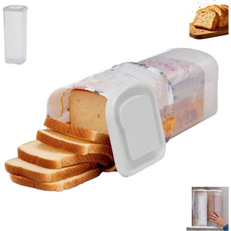 Boîte de conservation pour pain et toasts - Blanche - Boîte à pain transparente - Boîte à toasts en plastique avec couvercle - Boîte de conservation pour toasts - Boîte à pain hermétique - Boîte de co (1/5)