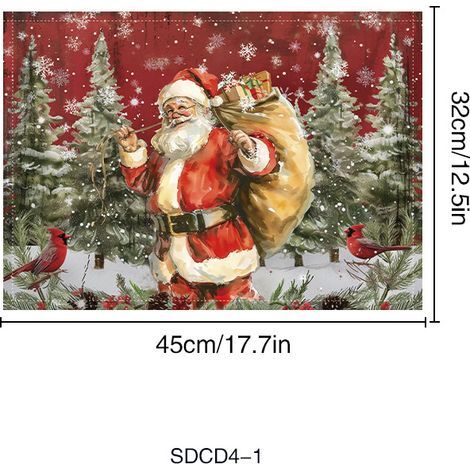 Set aus 10 Weihnachts-Tischsets, Weihnachtsdekorationen, Weihnachtsmann, Schneemann, Weihnachtswald, Rentiermotive, je zwei Stück pro Motiv, 4532 cm. (1/5)