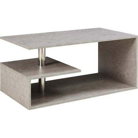 Table basse console d'appoint 90 x 50 x 41 cm effet béton clair (1/5)
