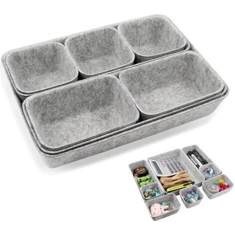 8 Schubladen-Organizer aus Filz, Aufbewahrungsbox für Wohnzimmer, Badezimmer, Büro, Organisation, Aufbewahrungsboxen, Grau (1/5)