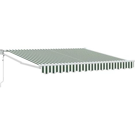 Retractable Awning Green and White 350 x 250 cm vidaXL