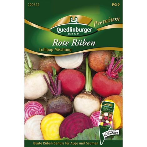 Quedlinburger Saatgut – Betteraves rouges Lollipop mélange – Graines de légumes, 4 variétés rouge, jaune et bicolore (1/2)