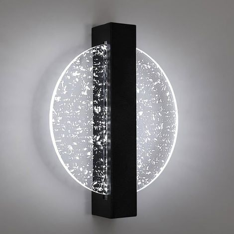Applique murale LED 12 W 1500 lm, noire - ronde, 6500 K (blanc froid) avec feuille argentée (1/5)
