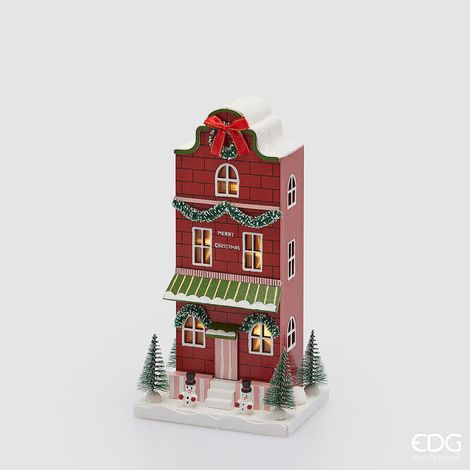 EDG Enzo De Gasperi Diorama Casetta Natalizia LED H27,5 cm Verde Rosso – Decorazione di Natale (1/5)