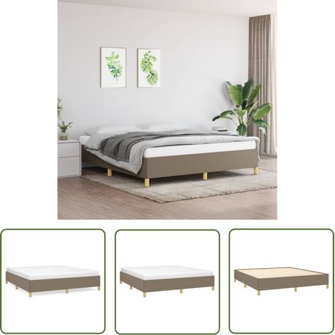 The Living Store Cadre de lit sans matelas taupe 160x200 cm tissu - Cadre De Lit - Lit Double - Lit Taupe - Literie - Meuble Chambre (1/5)