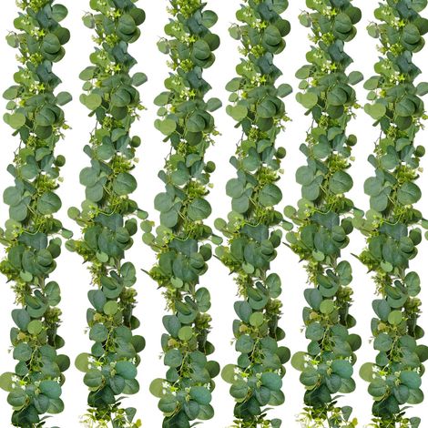 Guirlande d'eucalyptus artificiel de 180 cm à suspendre, feuillage artificiel de lierre pour fête de mariage, jardin, bureau, toile de fond, arche, décoration murale (6) (1/5)