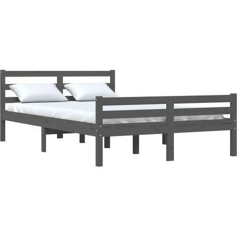 Cadre de lit sans matelas gris bois massif 120x200 cm vidaXL (1/5)